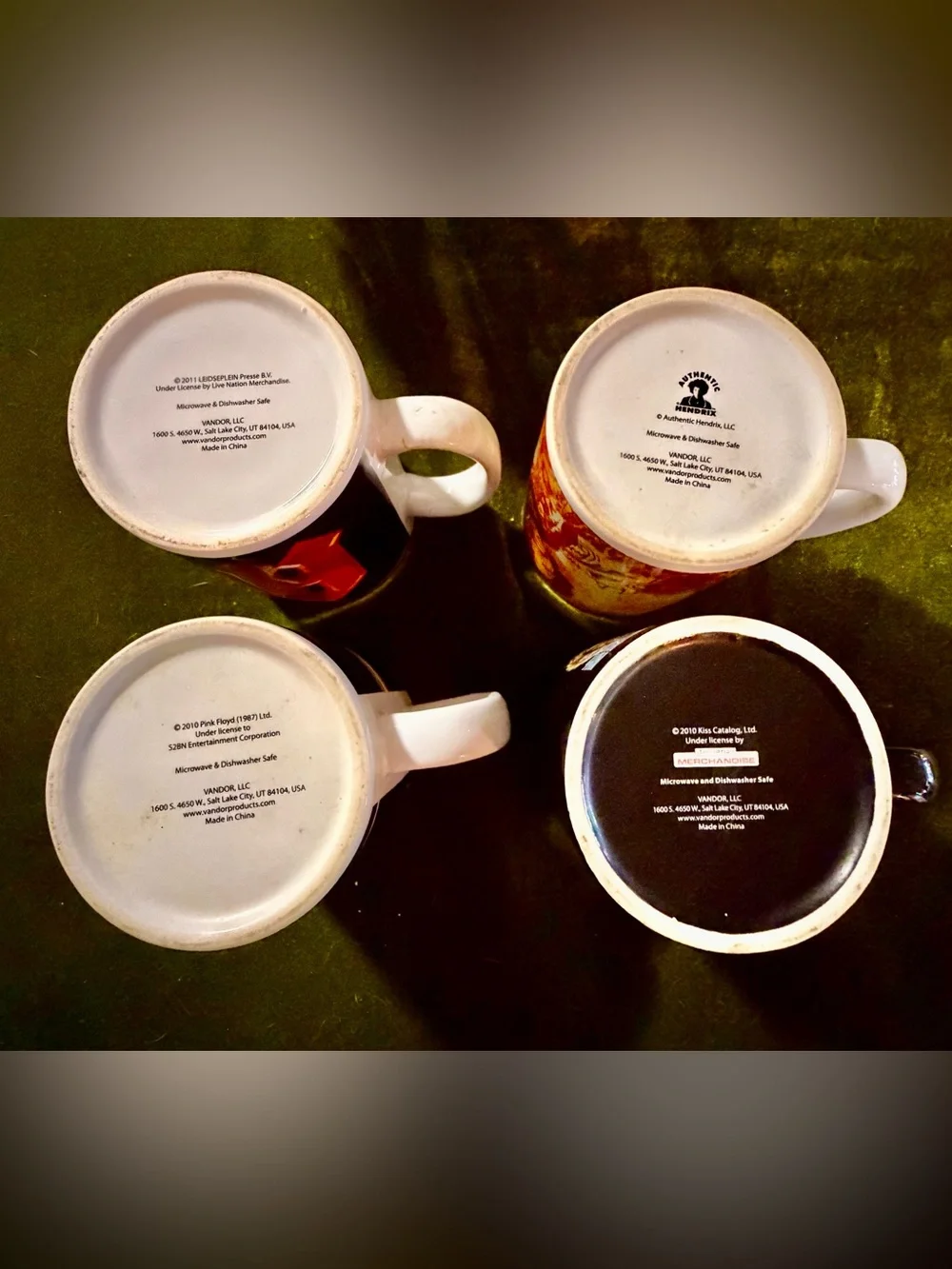 Retro Classic Rock Band Ceramic Coffee Mug Set of 4 • Excellent Cond.